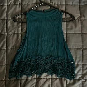 Teal Mock Neck Crop